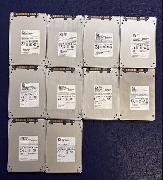 Lot of 10 Lite-On 256GB 2.5" SATA SSD - Good Health 100% HDS