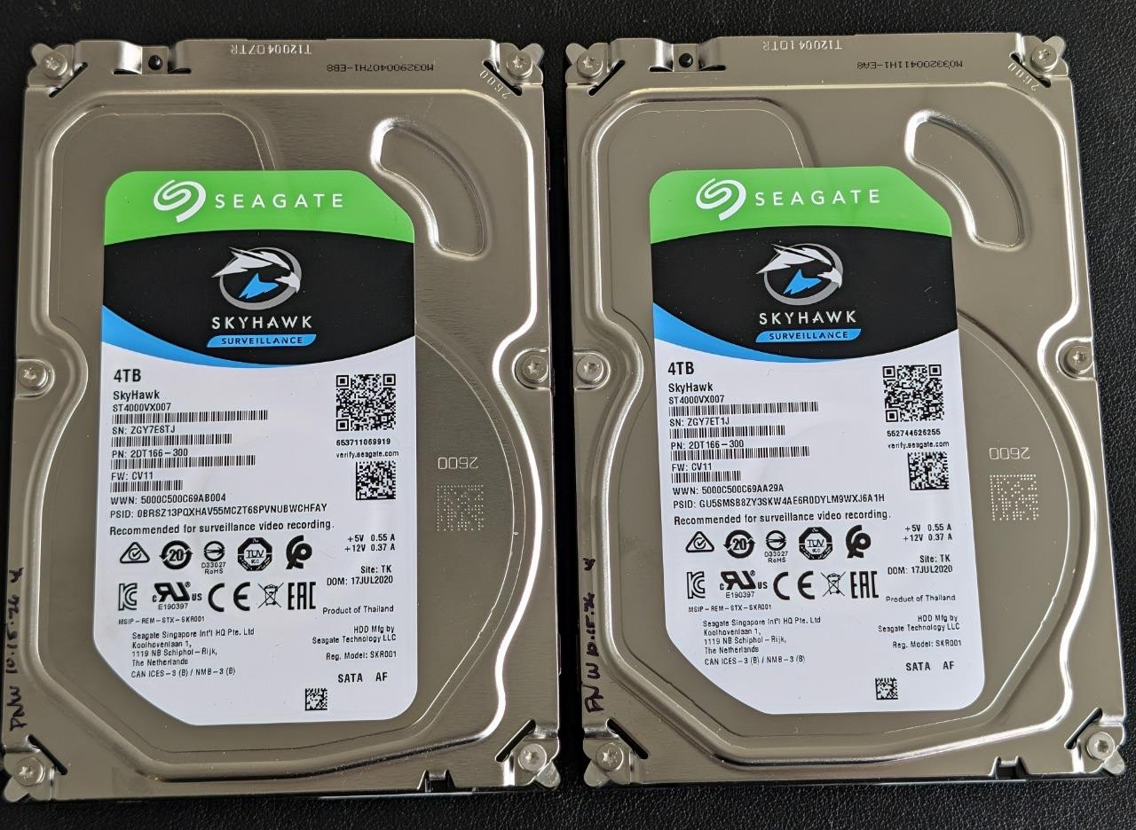 Pair of Seagate Skyhawk 4TB Surveillance Hard Drives ST4000VX007 No Bad Sectors