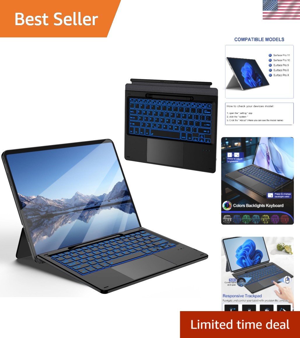 Detachable Wireless Keyboard for Surface Pro 8/9/10/11 - Lightweight & Durable
