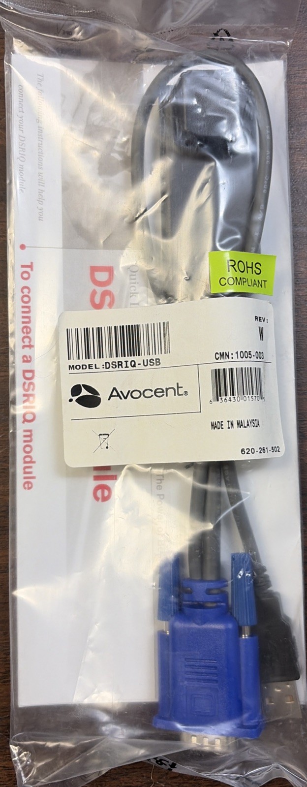 New Sealed Avocent DSRIQ-USB KVM Adapter Module CMN: 1005-003 Rev: V or W or AC