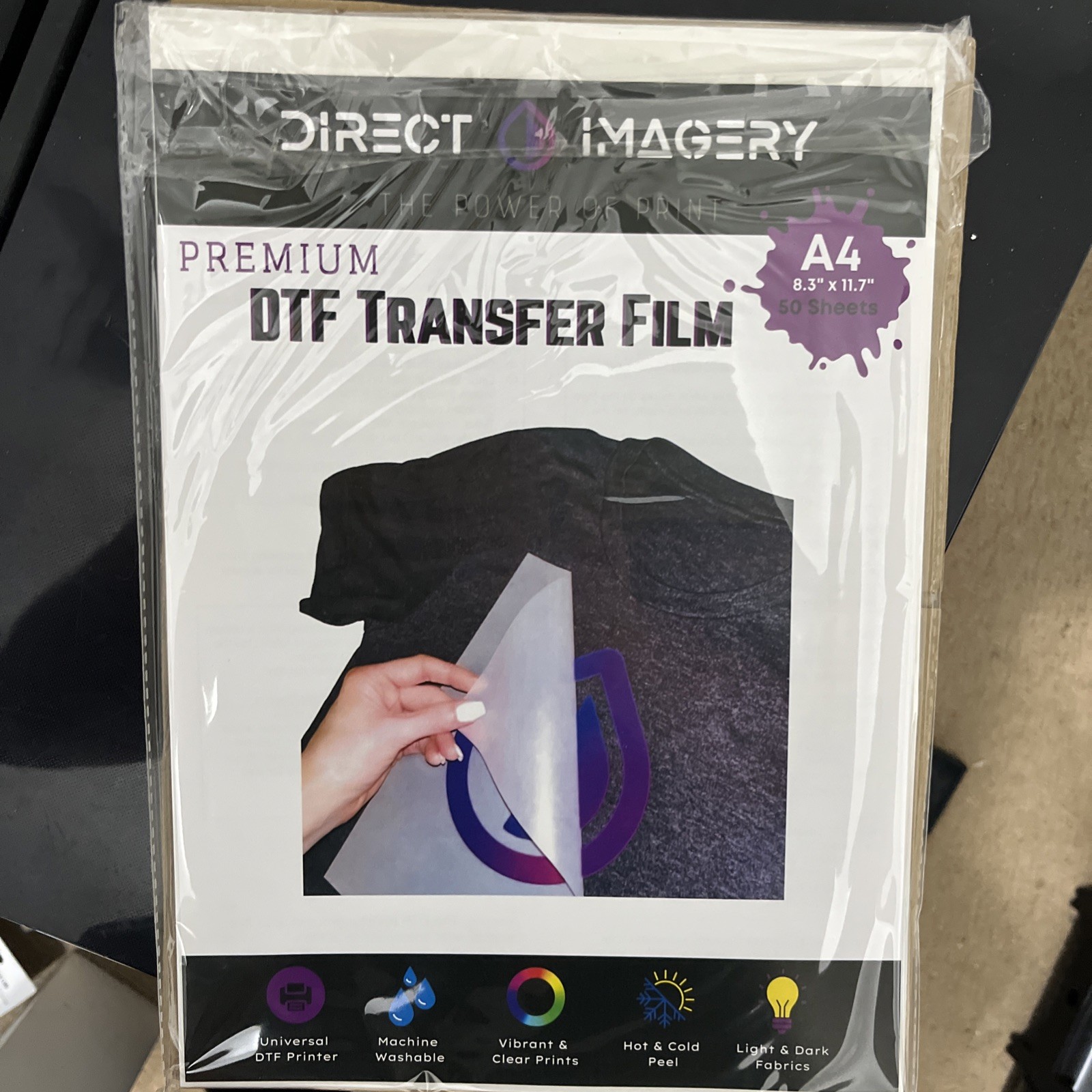 50 Sheets DTF Transfer Film Paper A4 Double Sided Thick Clear Sheets