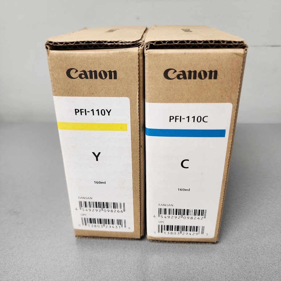 Canon PFI-110 Ink Tanks – Cyan & Yellow, 160ml (2-Pack Set)