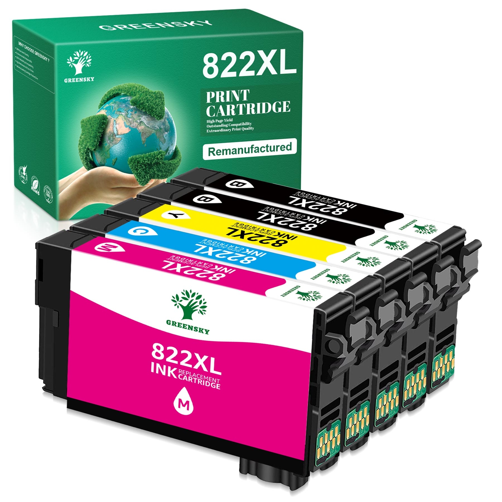 5x 822XL T882XL Ink Cartridge Compatible For Epson WorkForce Pro WF-3820 WF-48