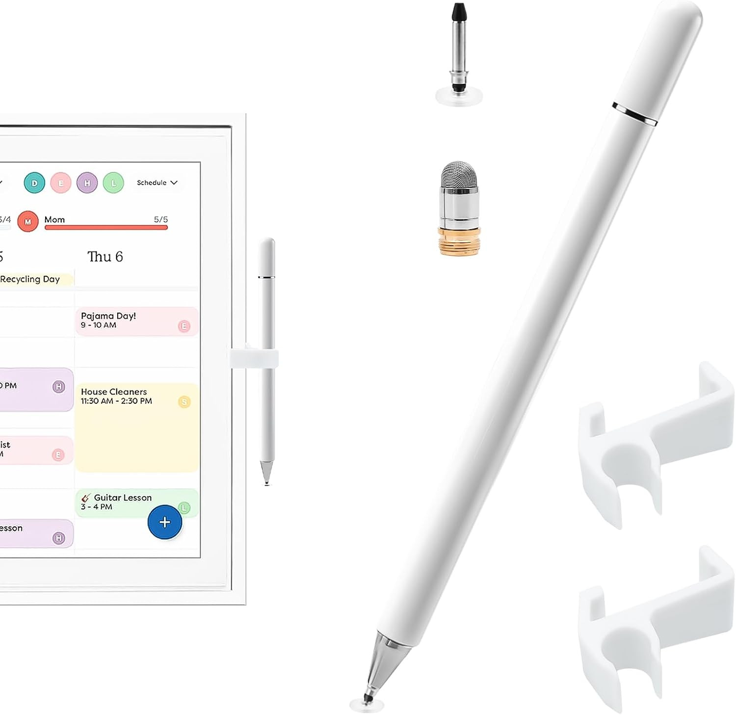 Stylus and Mount for Skylight Calendar 15 Inch - Dual Tip Stylus with Mesh and D