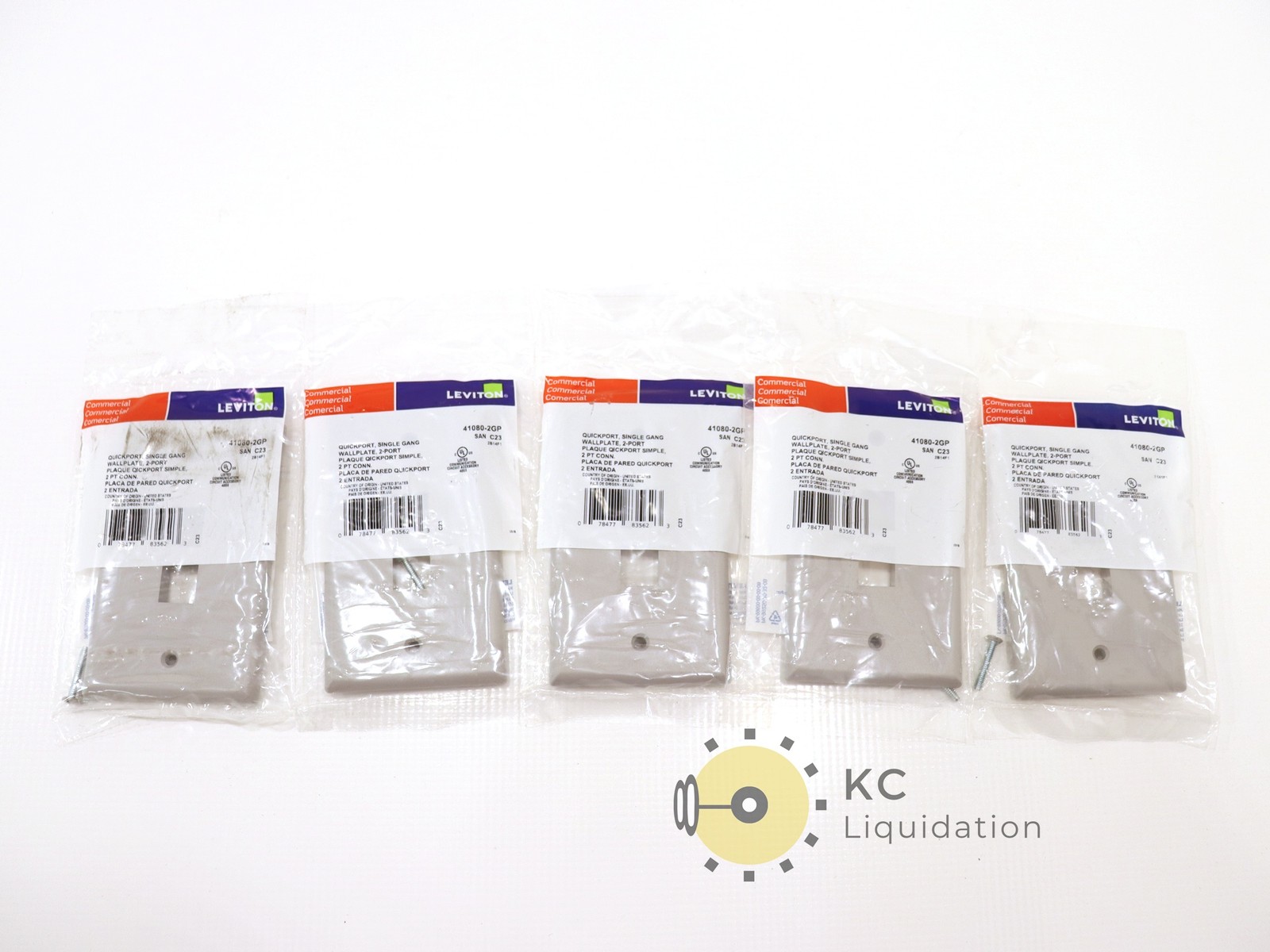 5x Lot Leviton Quickport Single Gang Wallplate 2-Port 41080-2GP