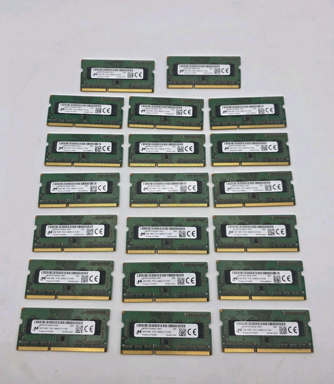 Lot Of 20 Micron 4GB 1Rx8 PC3L-14900S-13-13-B4 SODIMM SDRAM MT8KTF51264HZ-1G9P1