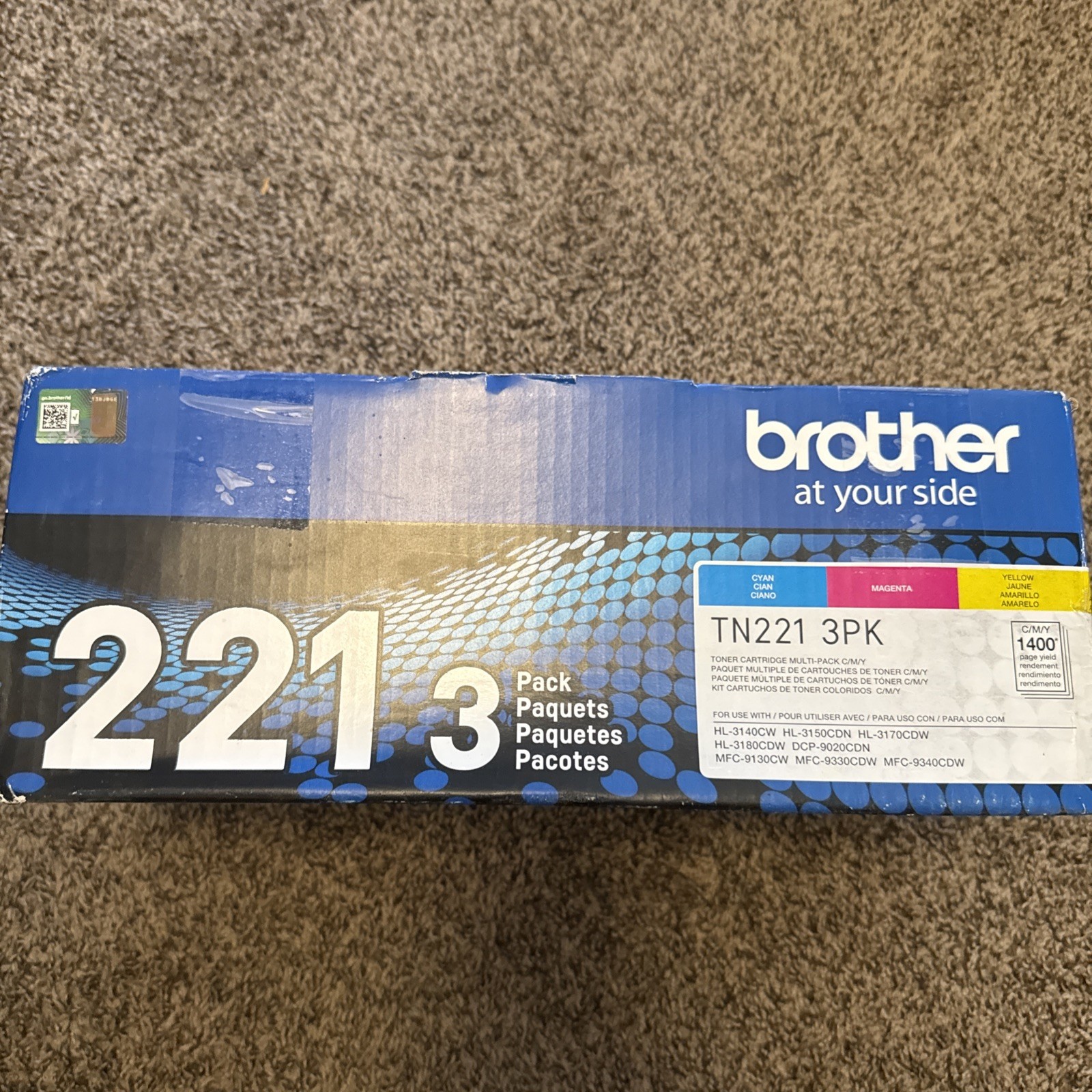 NEW GENUINE - BROTHER TN221 3-PACK COLOR TONER CARTRIDGES - TN221 3PK