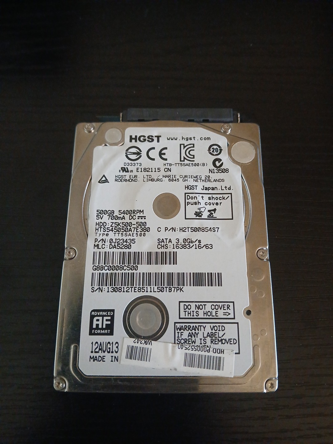 500gb Internal Hard Drive [HGST HTB-TT5SAE500 (B)] Tested & Working