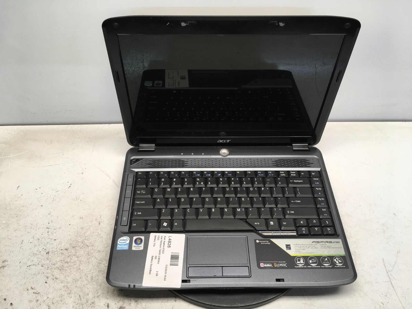 Acer Aspire 4730Z Intel Pentium T3400 2.16GHz 2 GB NO HDD