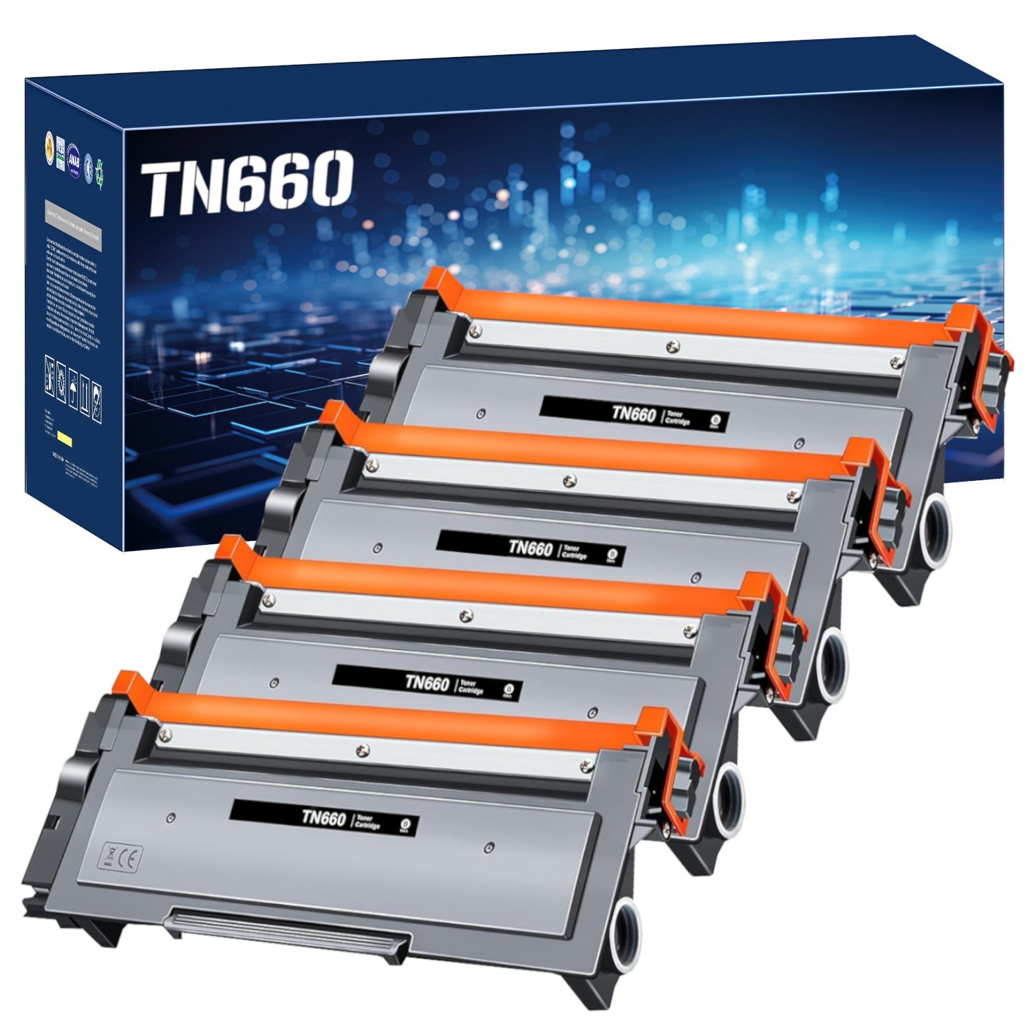 4 High Yield TN660 TN630  Toner Cartridge Compatible For DCP-L2540DW  HL-L2300D 