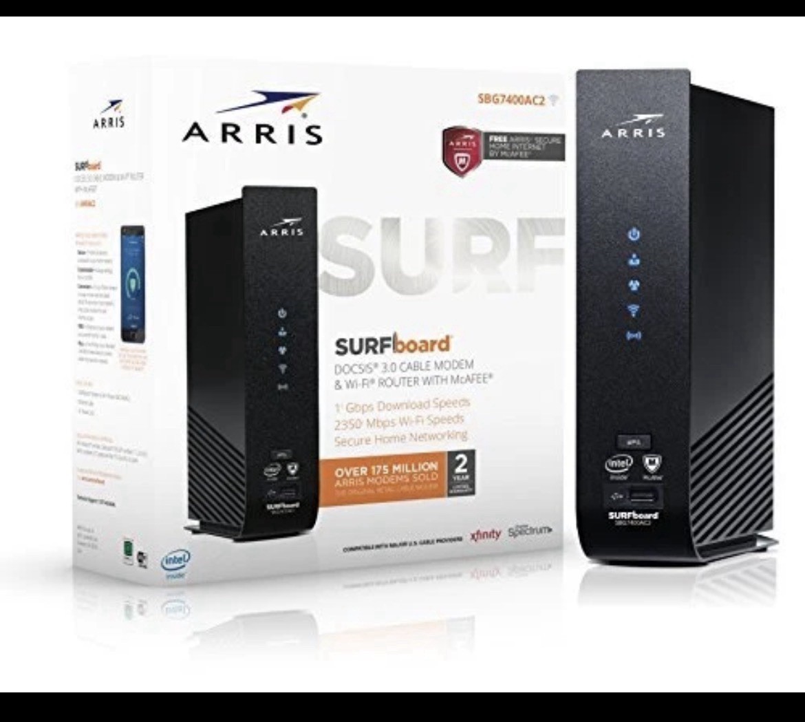 ARRIS Surfboard SBG7400AC2 Cable Modem/Wi-Fi Router with McAfee, 1000548