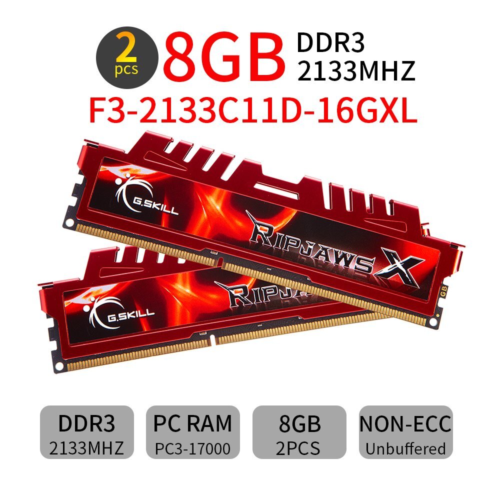 G.Skill Ripjaws 16GB 2x 8GB DDR3 2133MHz F3-2133C11D-16GXL PC3-17000 DIMM Memory