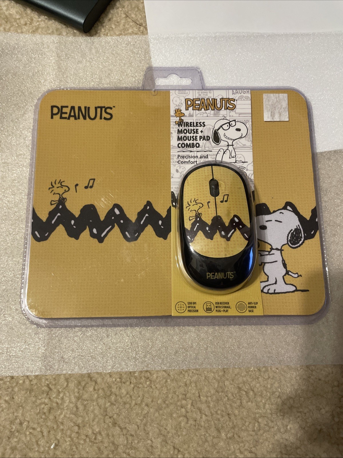 Peanuts Snoopy Woodstock Wireless Mouse & Mouse Pad Combo Set - NEW & RARE (OOP)