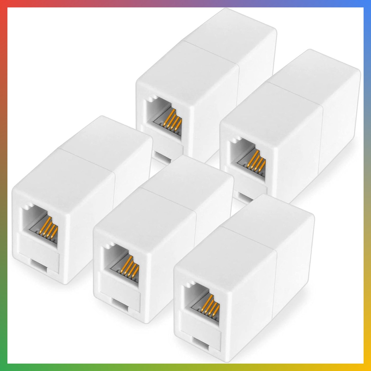 Phone Line Coupler RJ11 6P4C Extender Connector White 5pcs Cord Adapter