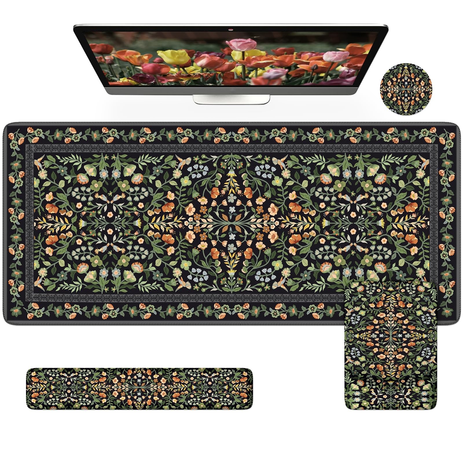Mouse Pad with Wrist Rest,Large Desk Mat Set,Ergonomic Keyboard Pad with Wris...