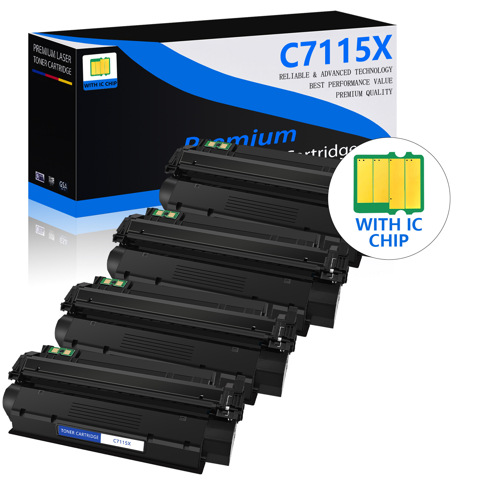 4 Pack C7115X Hi-Yield Toner Compatible HP LaserJet 3310mfp 3320 3320mfp 3320n
