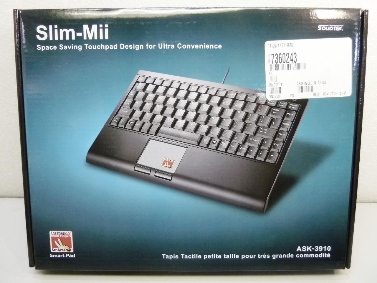 NEW SolidTek ASK-3910U USB Keyboard w/ Multi-Finger Smart Pad - Black  | 7360243
