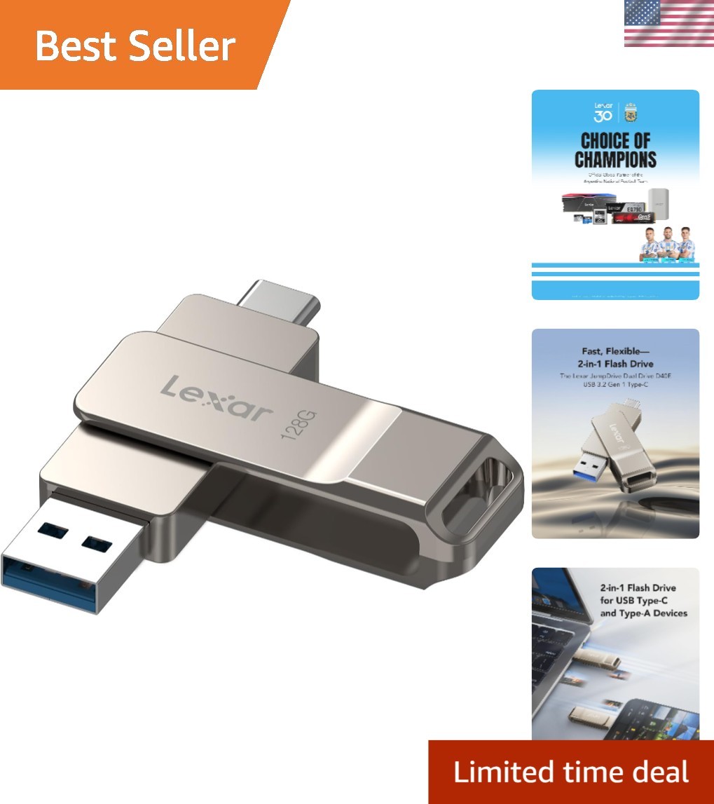 Compact 128GB Dual USB 3.2 Type-C Jump Drive - Security & Style Combined