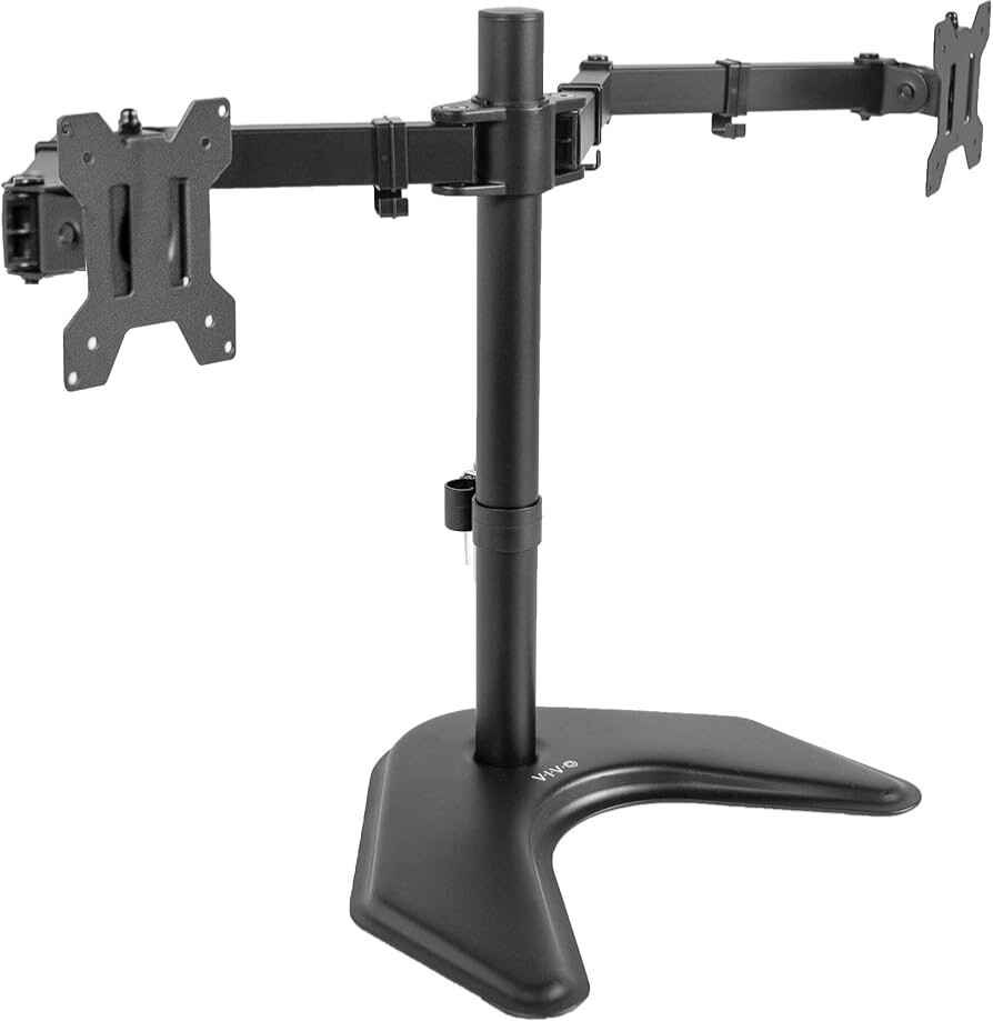 VIVO STAND-V002F Dual LED LCD Monitor Free-Standing Desk Stand for 2 Screens