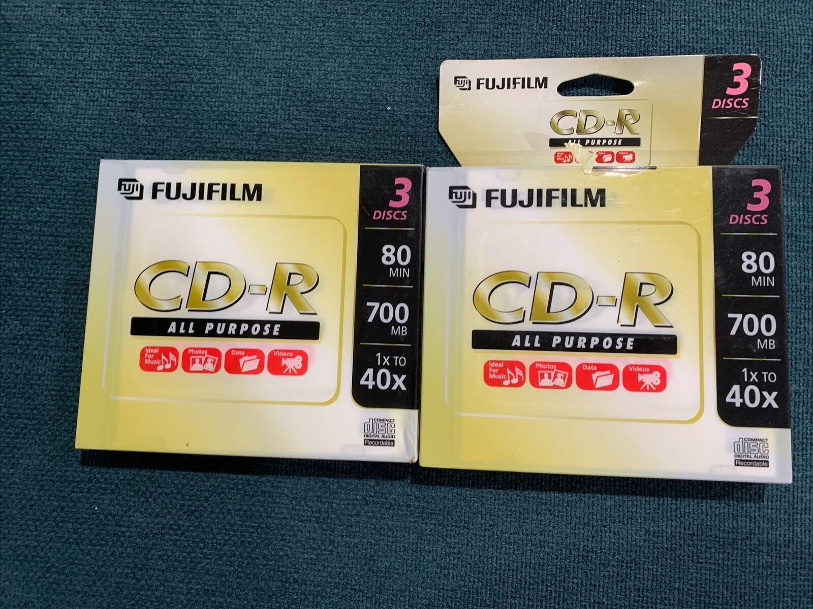 FujiFilm 3-Pack All-Purpose CD-R 80 Min 700 MB Recordable CDs Lot Of 2 Packs