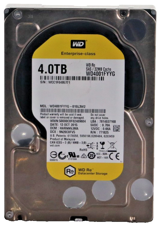 Western Digital WD SAS WD4001FYYG 4TB 7200RPM 3.5" 32MB Cache Hard Drive