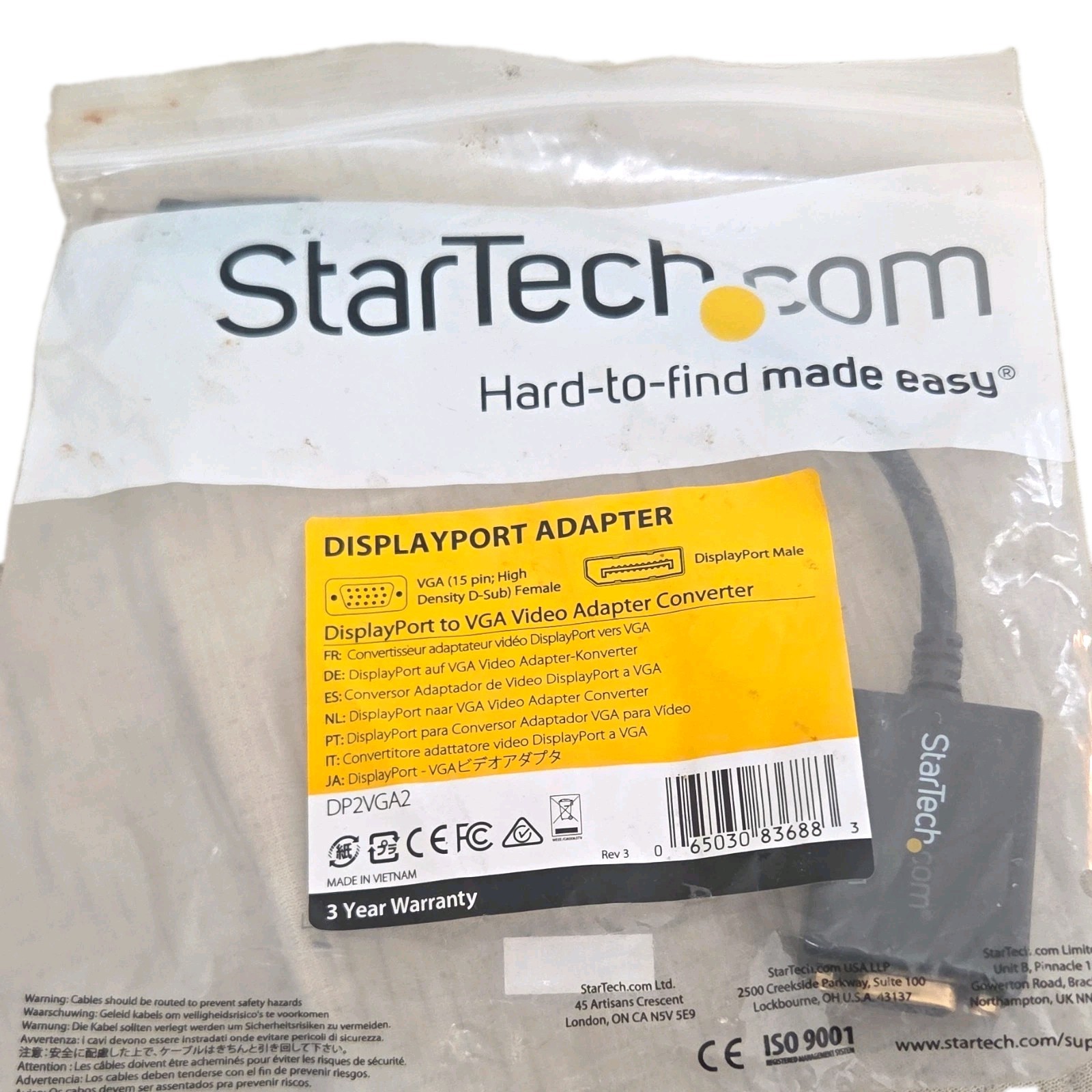 StarTech.com DP2VGA2 DisplayPort Male to VGA Female Converter Adapter Black