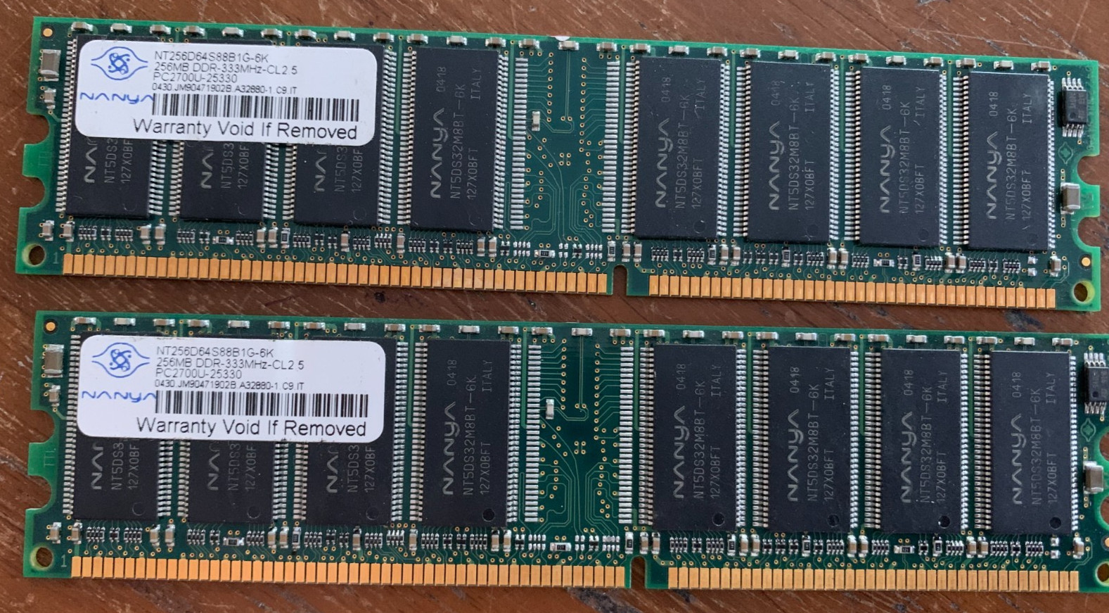 512MB Kit 2x256MB PC-2700 DDR333 Nanya NT256D64S88B1G-6K DIMM RAM
