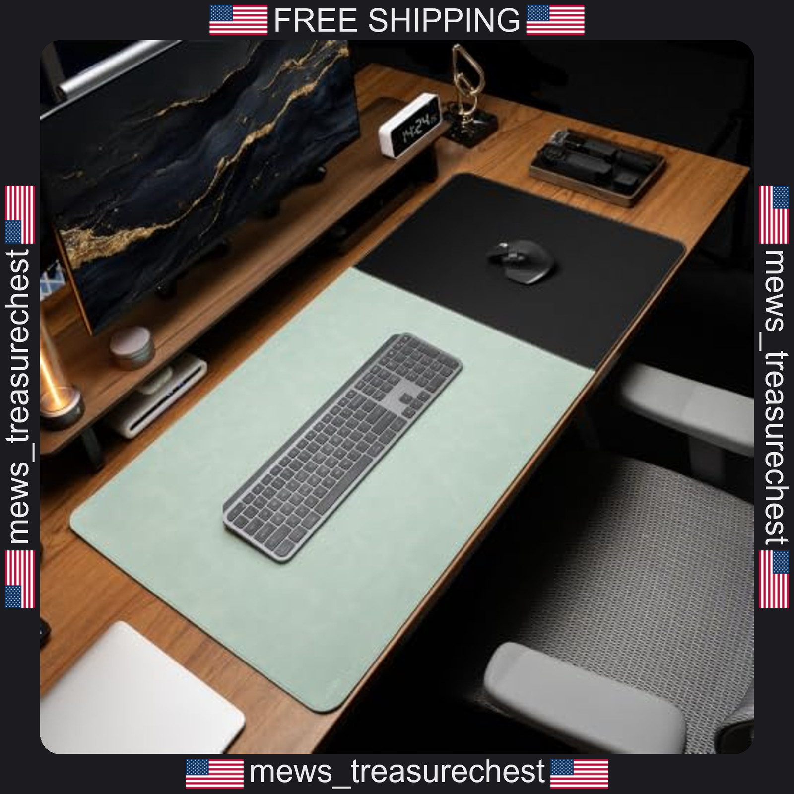 Desk Mat 31.5x15.7 inches Cork Base PU Leather & Cloth Hybrid