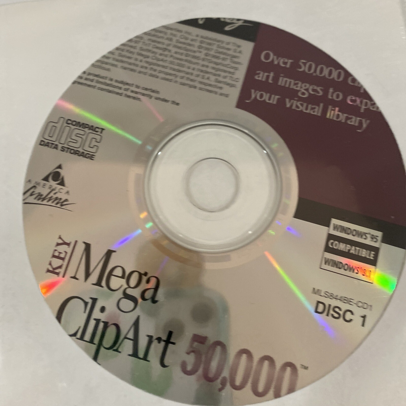 Softkey Mega Clipart 50,000 clip art CD 1 & 2 Win 95 - Vintage Software  AOL NOS