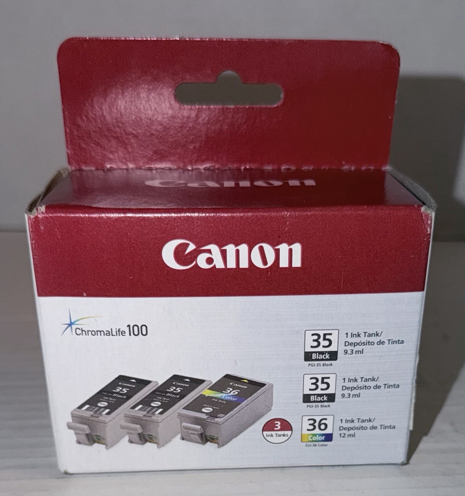 Canon ChromaLife 100 Genuine Black & Color New Sealed 3 Pack Ink 35-35-36