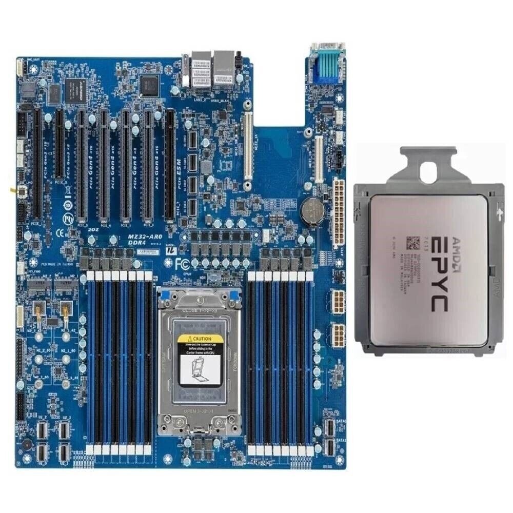 AMD EPYC Milan 7R13 CPU Kit + Gigabyte MZ32-AR0 SP3 Server Motherboard