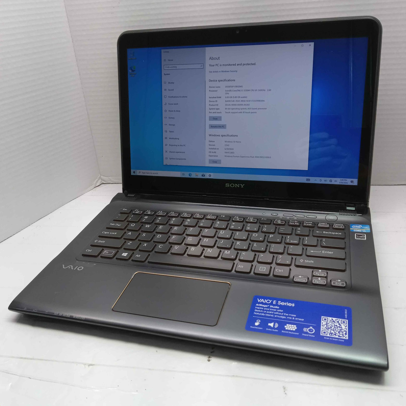Sony VAIO SVE14A35CXH 14" Touchscreen Laptop i5-3230M 6GB RAM 750GB HDD Win10 ^