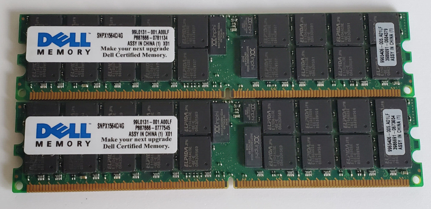 Dell A0763389 4GB PC2-3200R DDR2 ECC 4GB Server Memory RAM SNPX1564C/4G - LOT 2