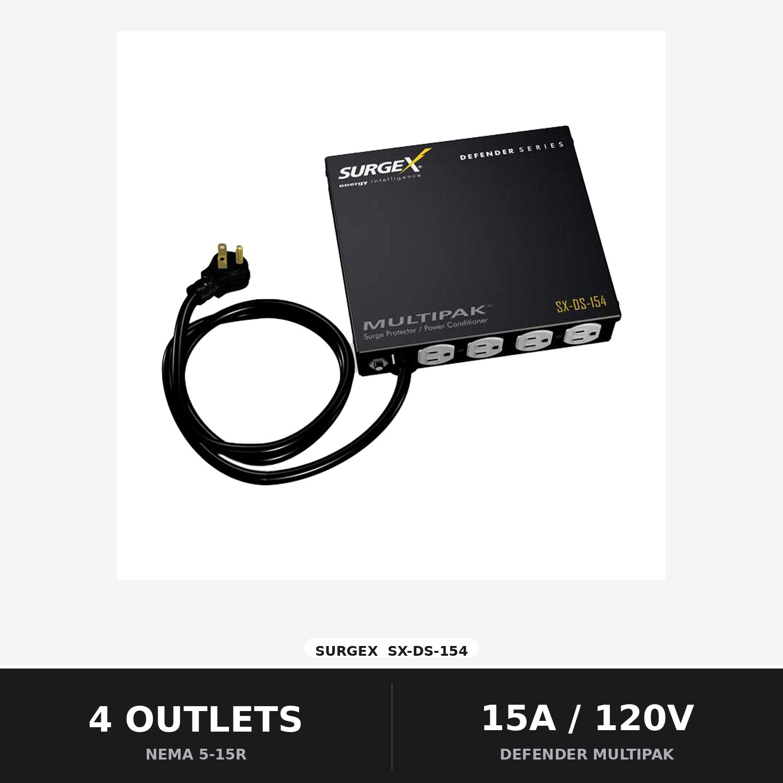 SurgeX SX-DS-154 Defender MultiPak 4 Outlet Surge Conditioner 15A New