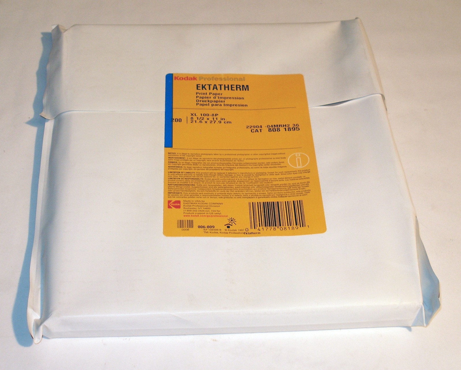 Kodak Professional Ektatherm XL100-8P Print Paper, 8.5" x 11", CAT 808-1895