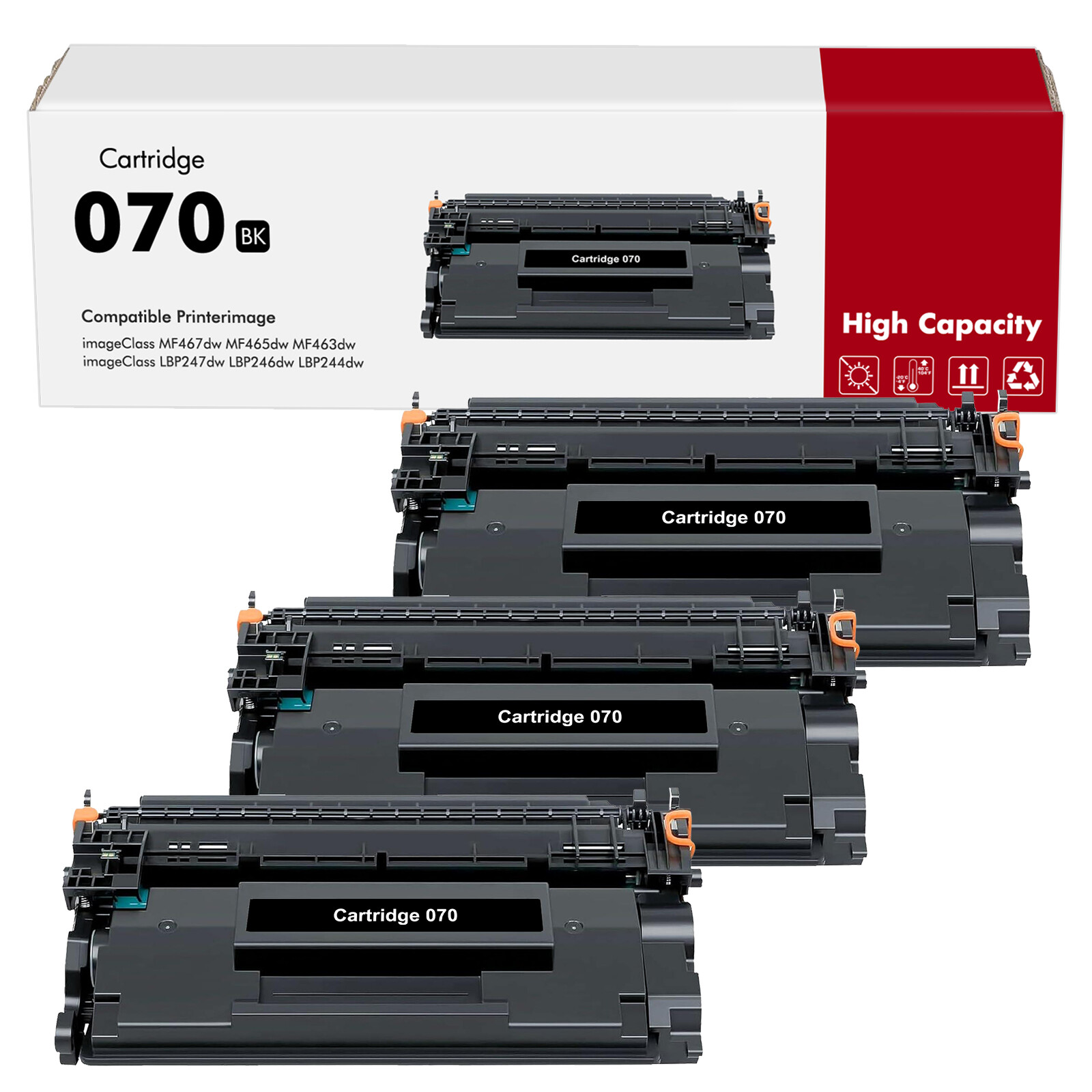 3PK 070 Toner Cartridge Compatible for Canon imageClass MF461dw MF462dw LBP246dw
