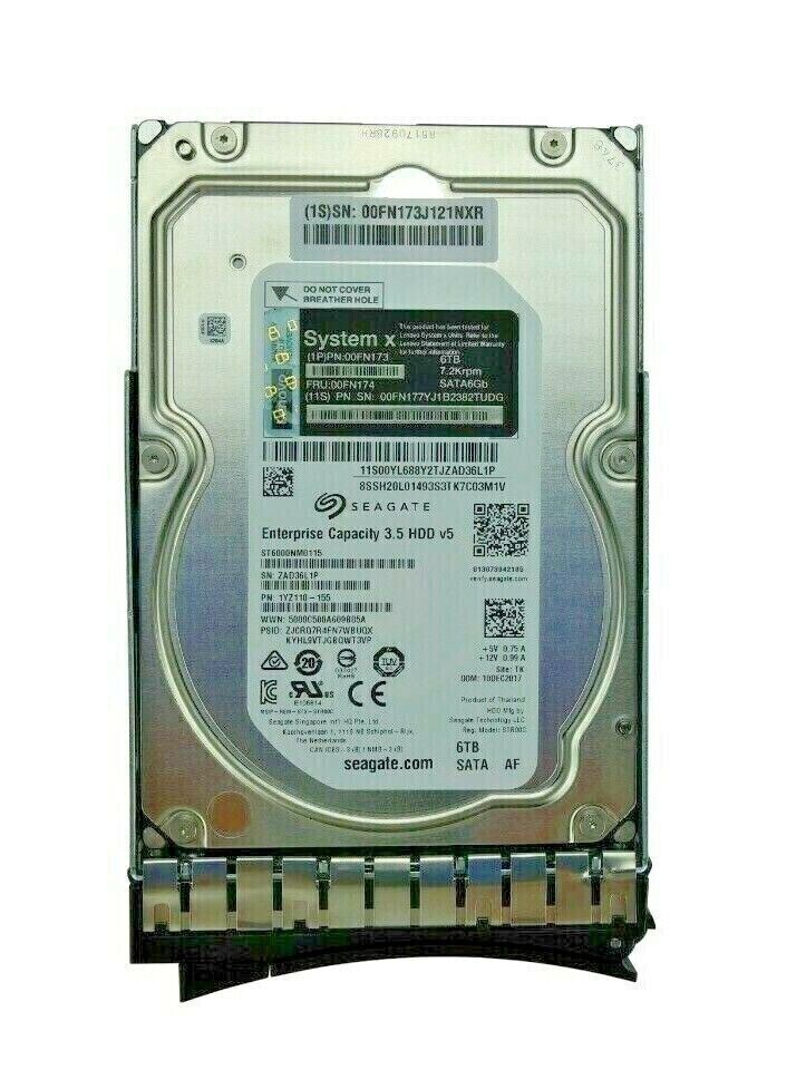 FOR Lenovo 6TB 00FN173 Enterprise SATA 00FN174 7.2K 6Gb/s 3.5" Hard Drive