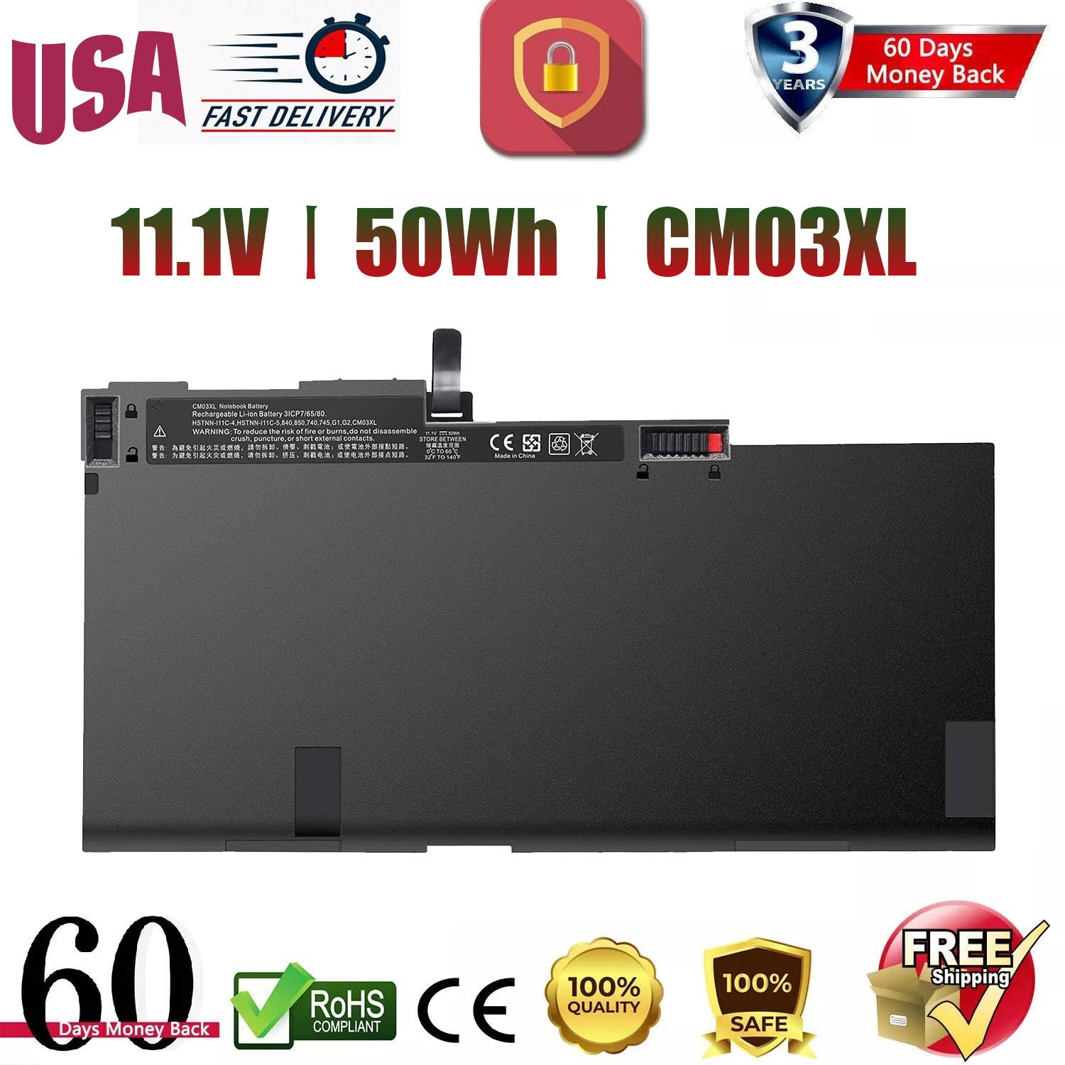 CM03XL Battery for HP EliteBook 840 845 850 740 745 750 G1 G2 Series 717376-001
