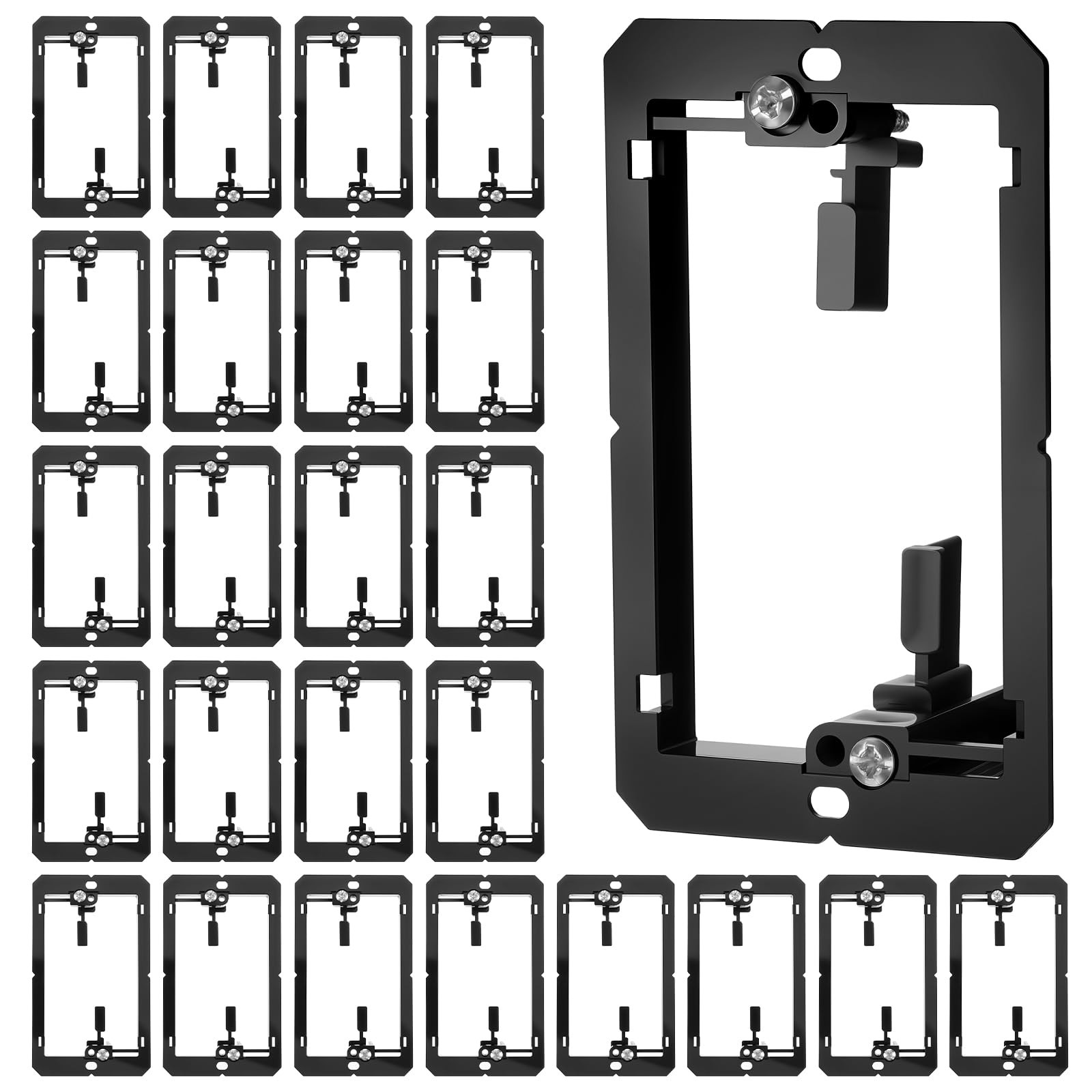 25 PCS Black Low Voltage Mounting Bracket 1 Gang 0.43x0.25x0.18 Inch Drywall