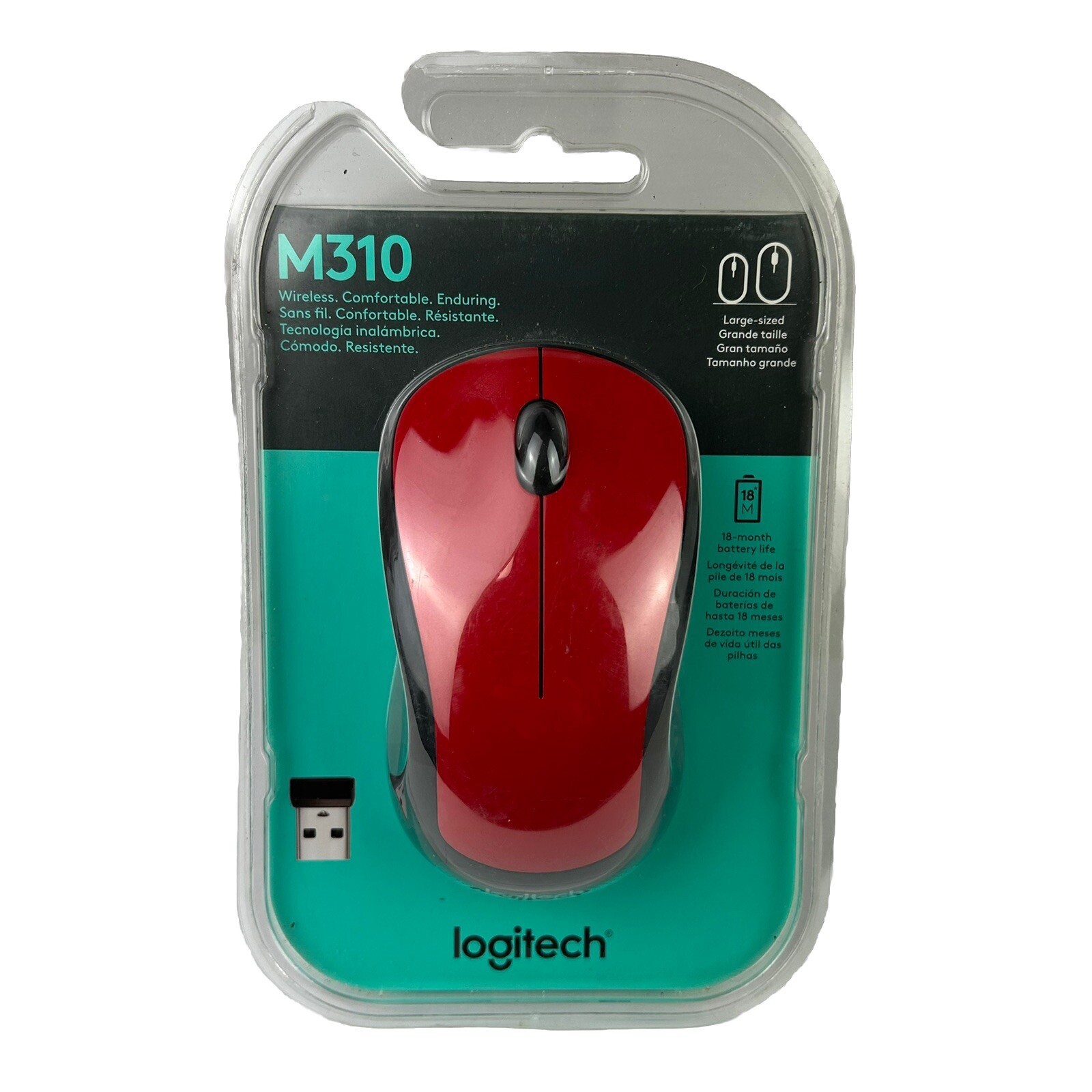 Logitech M310 Wireless Optical Mouse large size NEW SEALED