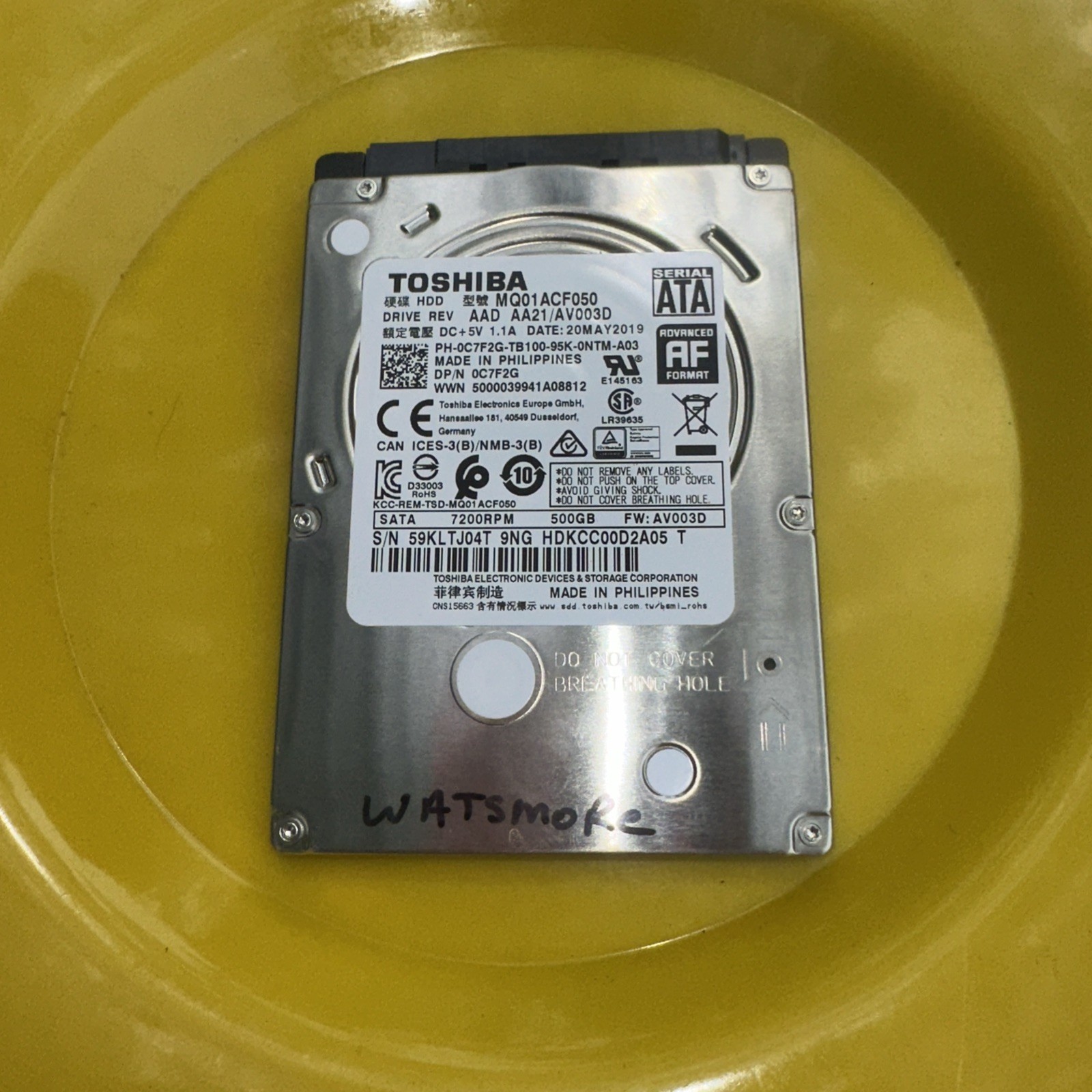TOSHIBA  MQ04ABF100(PARTS ONLY) Not Tested