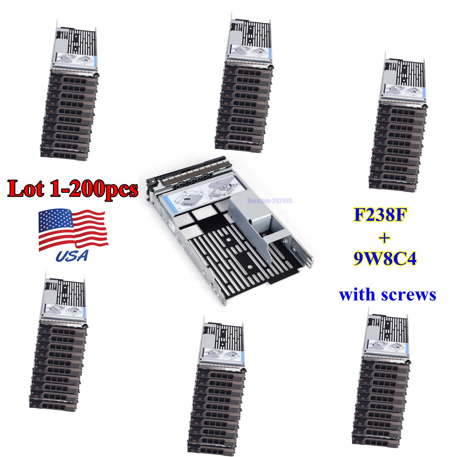 Lot 3.5 Tray Caddy w/2.5" Adapter Dell 9W8C4 F238F R520 R710 R720 R610 T610 T710
