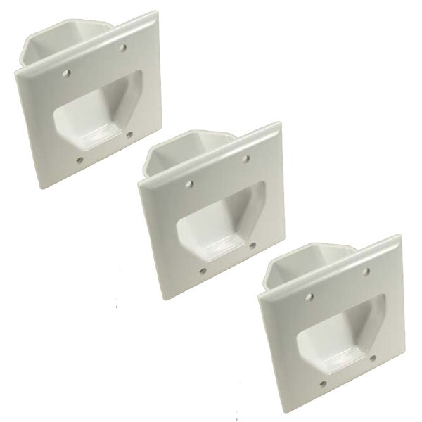 3x Dual 2 Gang Recessed Wall Plate Low Voltage HDMI Audio Video Cable Pass White