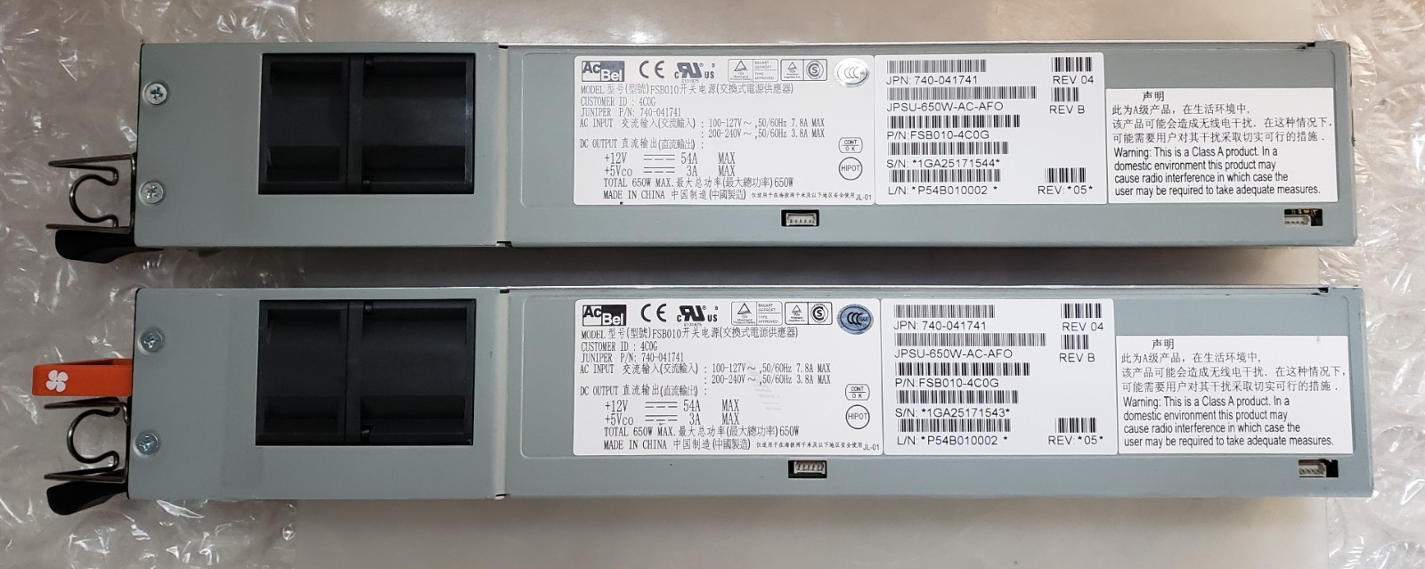 Pair of AcBel FSB010 JPSU-650W-AC-AF0 650W Power Supply