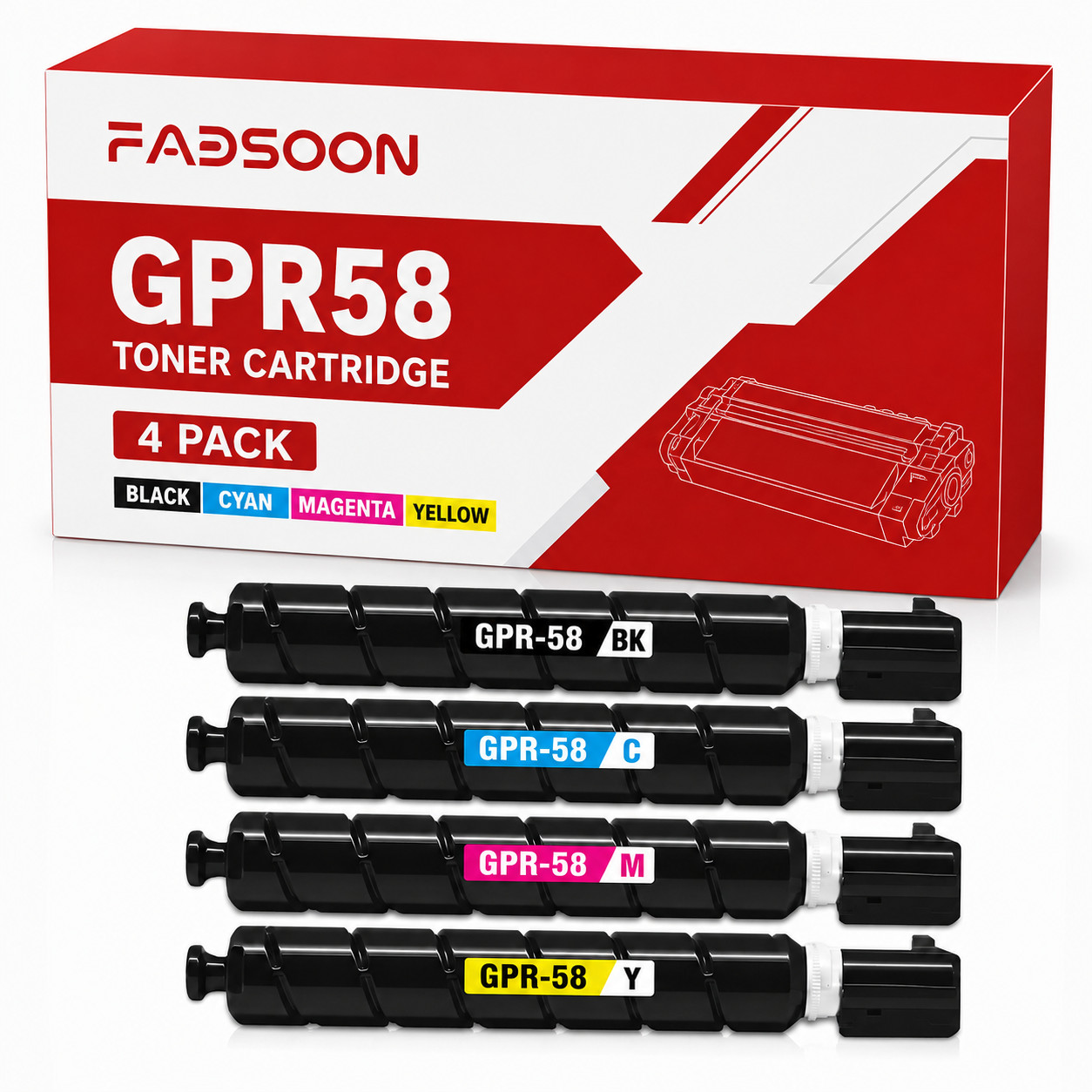 GPR58 4PK High Yield With Chip BK/C/M/Y Toner for iR-ADV C256 C356 DX C257 C357