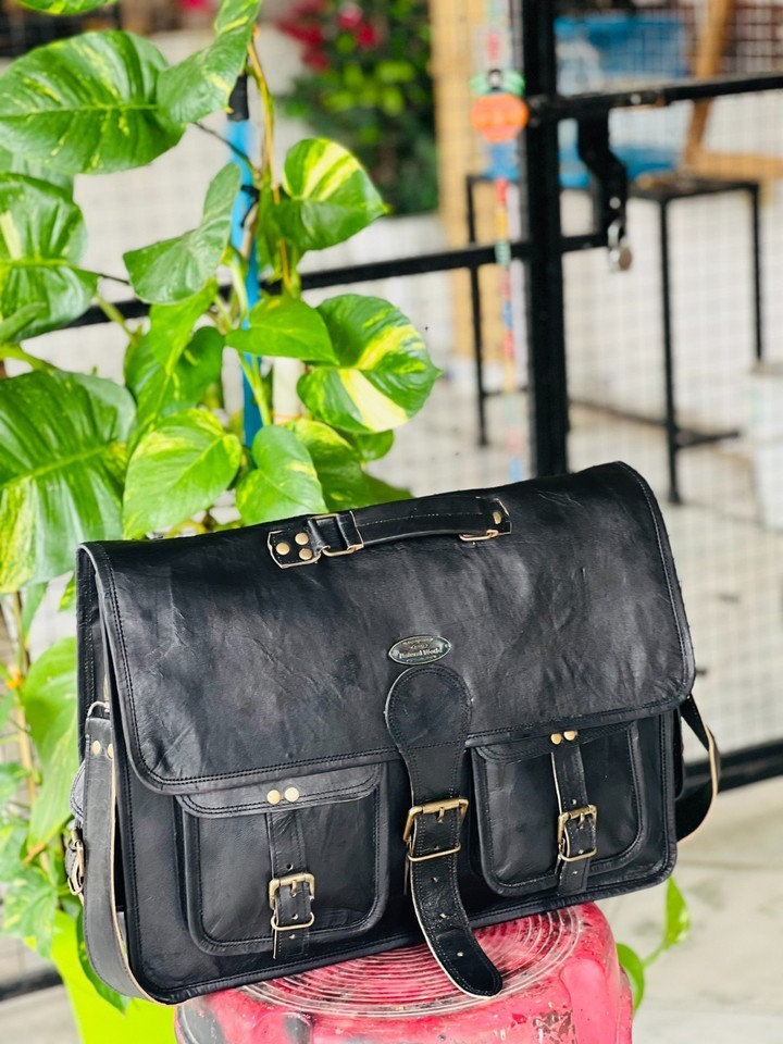 Bold  Leather Messenger Bag for Laptop Handmade Briefcase Satchel Crossbody (...