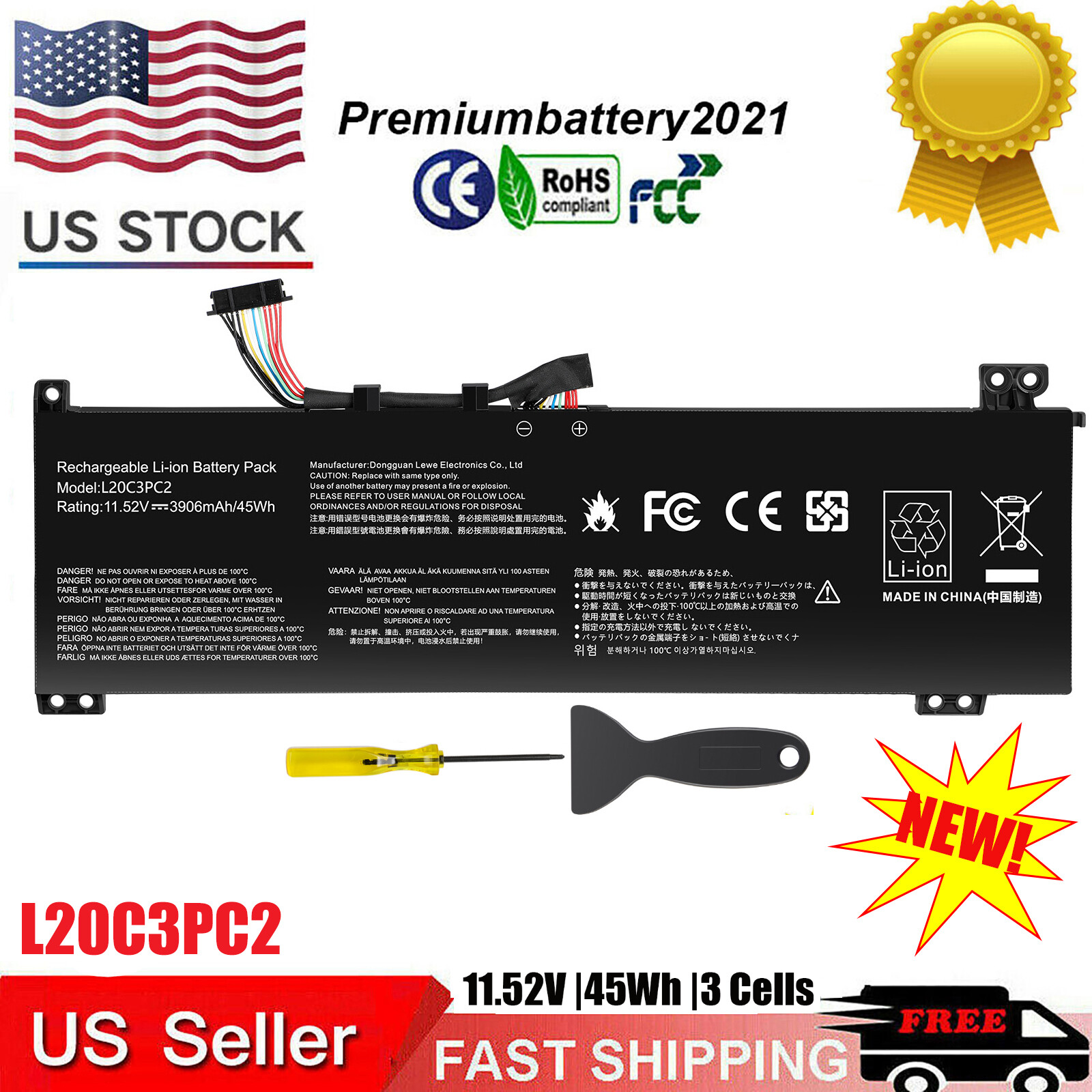 ✅L20C3PC2 L20M3PC2 L20D3PC2 Battery for Lenovo Ideapad Gaming 3-15IHU6 3-15ACH6
