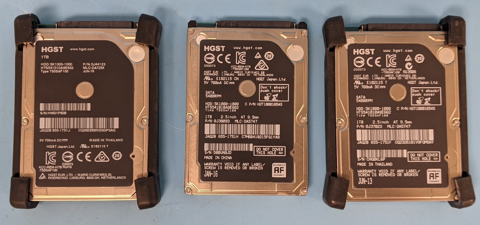 Lot of 3 Apple 655-1751 1TB HDD HGST 5K1000-1000 2.5 9mm SATA-3 8MB 5400