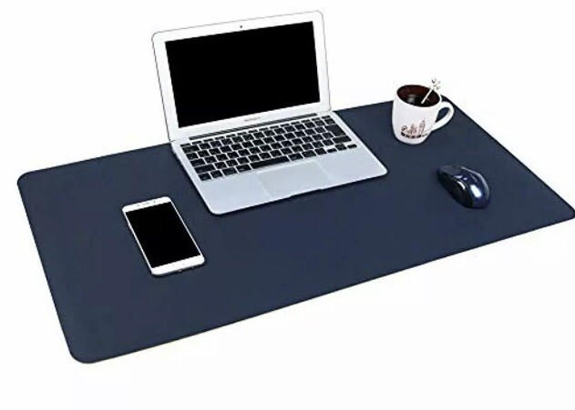 YSAGi Multifunctional Leather Office Desk Pad Waterproof 35.4”x17", Blue Yellow