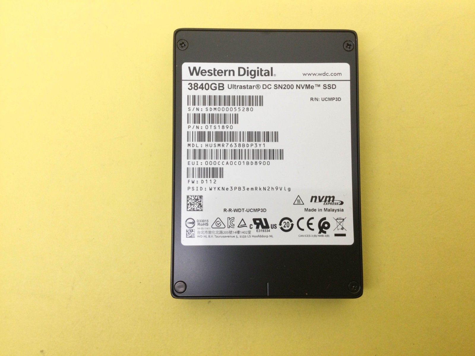 HUSMR7638BDP3Y1 WD HGST Ultrastar SN200 3.84TB PCIe NVMe 2.5'' SSD EMC 005052504